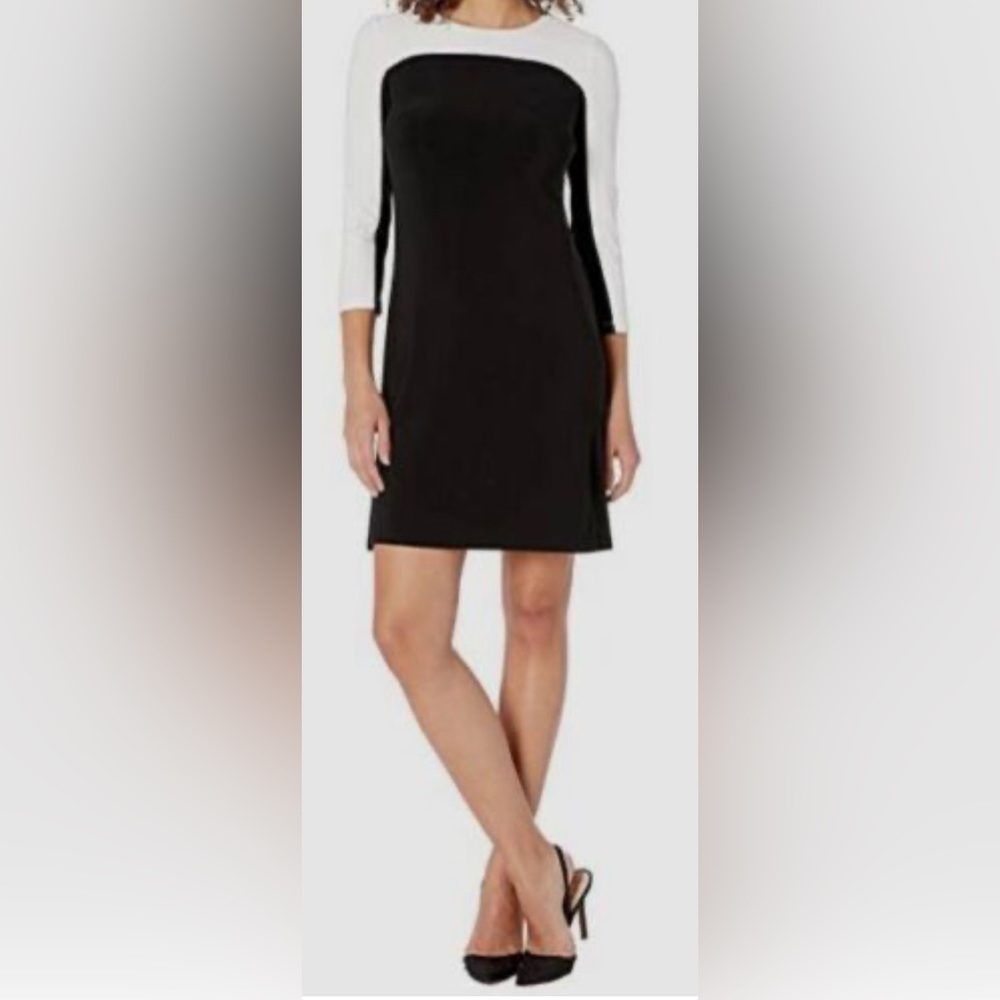 Black and white color block dress